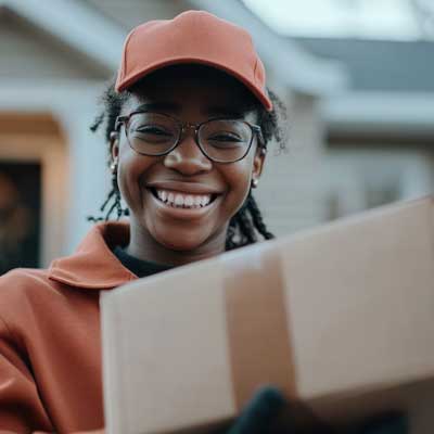 black woman delivering a parcel